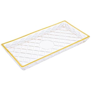 Travessa Bandeja de Vidro Retangular Diamond Fio de Ouro - Lyor