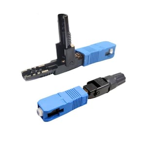 100 Pçs Conector Fast Rápido Ftth Sc Upc Azul Reutilizável