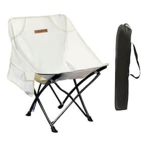 Cadeira Dobrável De Camping Pesca Premium Bege Com Bolso