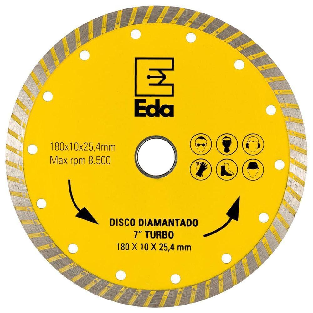 Disco Diamantado Turbo 180Mm X 25,4 7Pol Eda Profissional