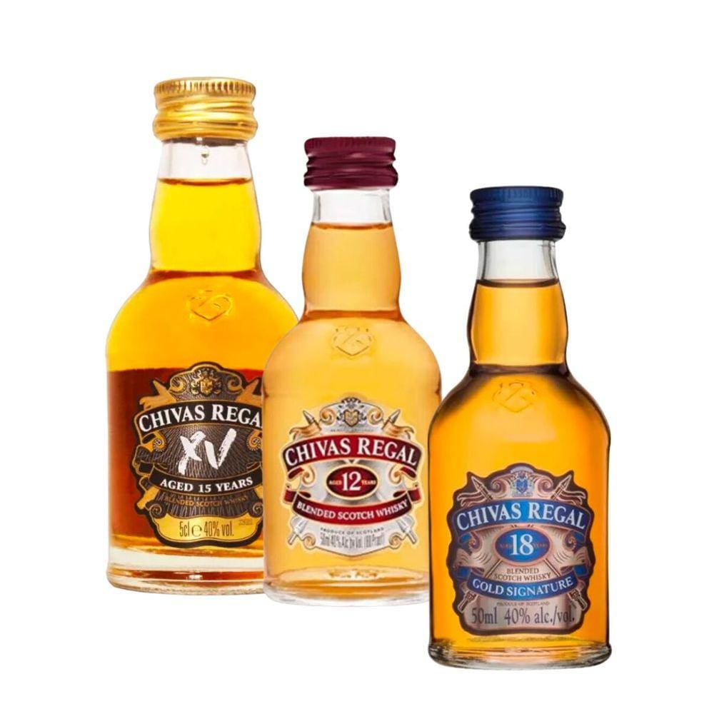 Kit Miniaturas Whisky Chivas 12, 15 e 18 anos 50ml