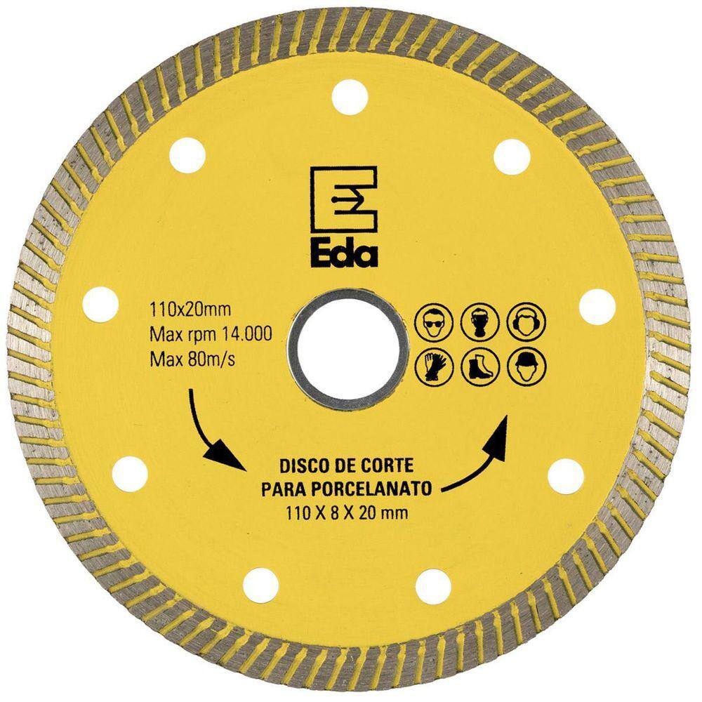 Disco De Corte Para Porcelanato 110Mm Turbo Diamantado Eda
