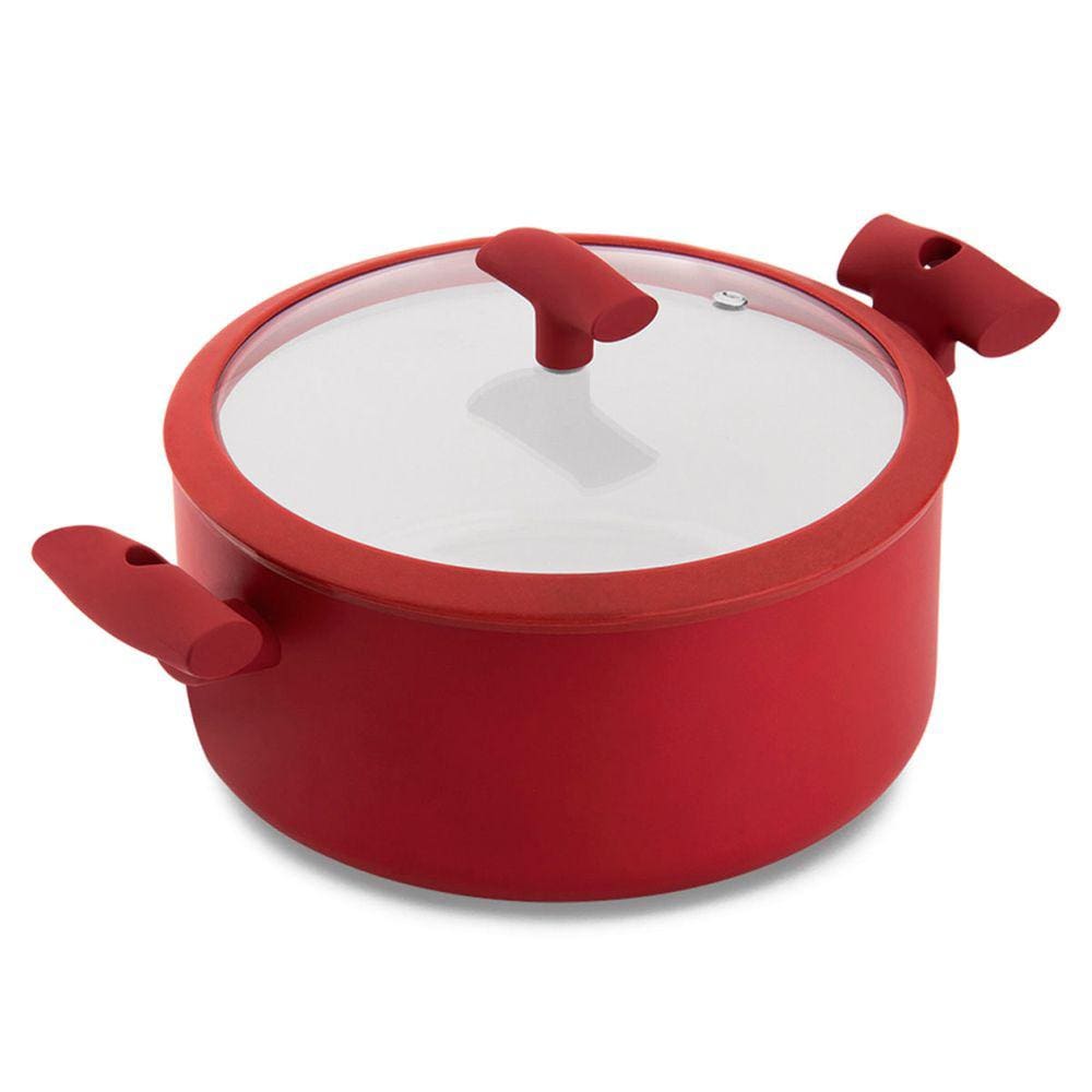 Caçarola Hercules Redonda Antiaderente Ceramica Indução Vermelha 20x9cm 2,5L