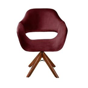 Poltrona Decorativa Zara Pé Giratório Em Madeira Bordo
