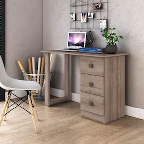 Mesa Escrivaninha 110cm Home Office 3 Gavetas Rústico Móvel Bento