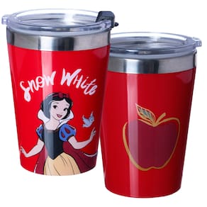 Copo Princesa Branca De Neve Vermelho Térmico Quente Gelado 300ml Com Tampa Oficial Disney