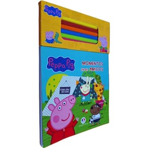 Livro Físico de Colorir Infantil Peppa Pig: Momentos Entre Amigos Com 6 Lápis de Cor Idade Recomendada: Acima de 3 Anos
