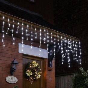 Luz Natal Cascata 350 LED Branco Frio 10m - 8 Funções