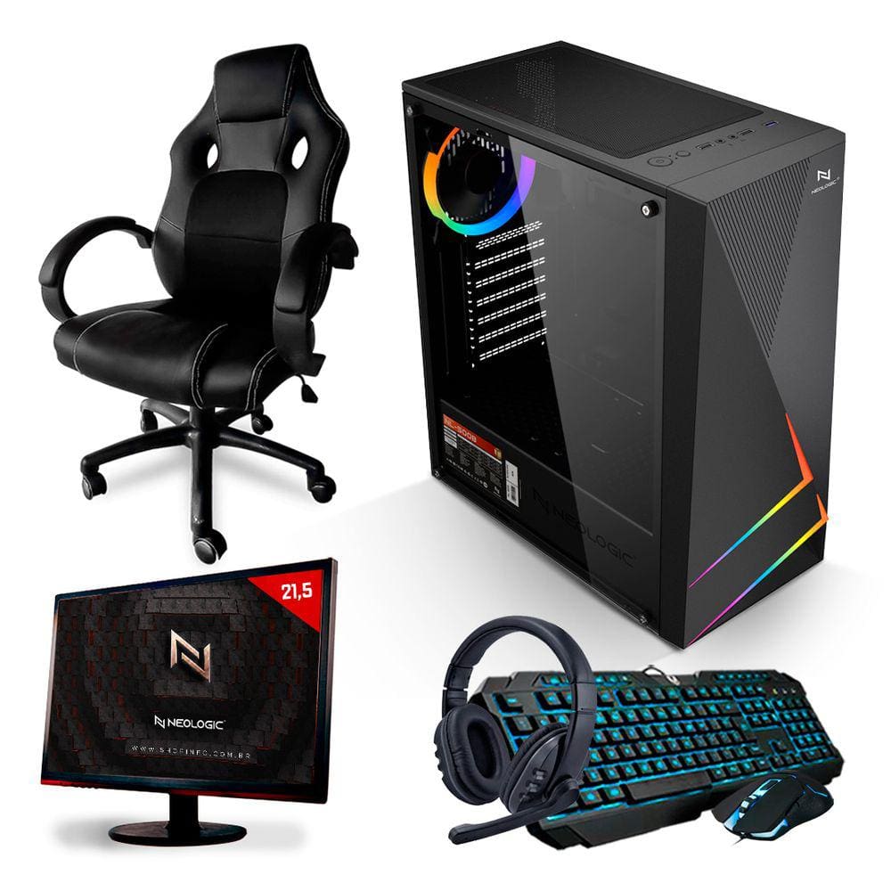 Pc Gamer Completo Neologic Nli83469 Amd Ryzen 5 5600G 16Gb (Radeon Vega 7 Integrado) Ssd 120Gb M.2 500W 80 Plus + Cadeira