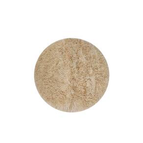 Tapete Redondo Banheiro Quarto Bege Felpudo Antiderrapante 60cm