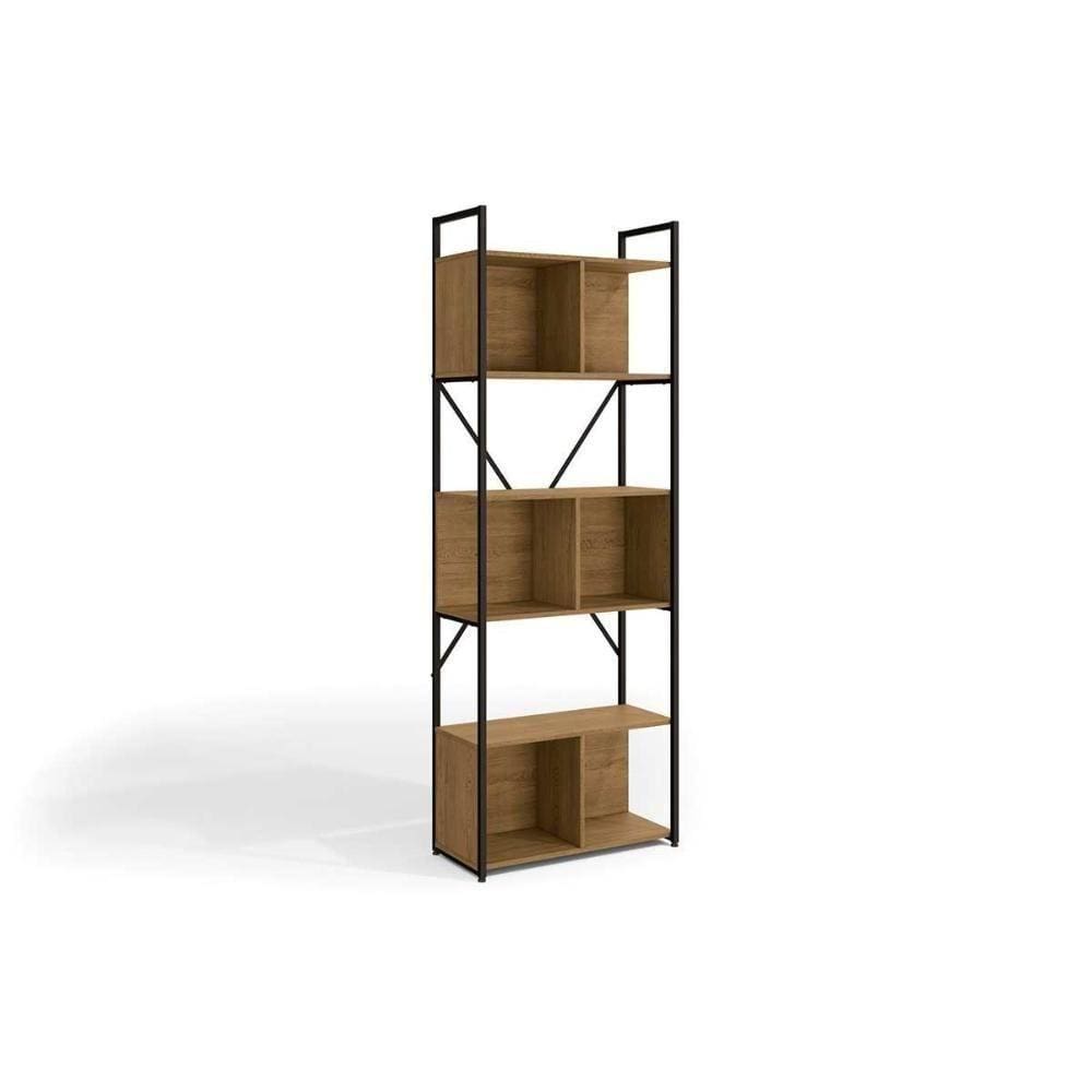 Estante P-sala Industrial Alta Li014 C- 6 Nichos 72x202cm Freijo-preto - Kappesberg