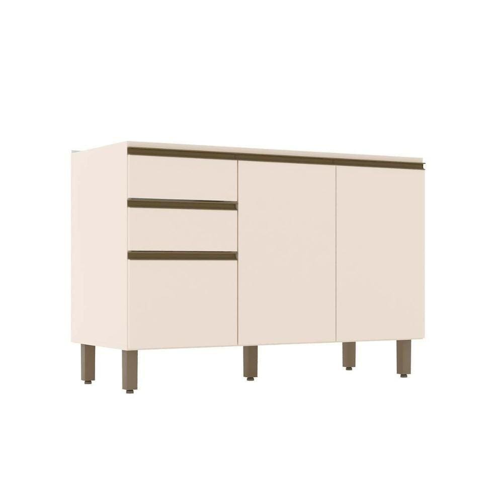 Balcão De Cozinha Connect P/ Pia C/2 Gavetas E 3 Portas 120x51x82cm Off White - Henn