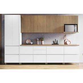 Cozinha Completa Rainha Gourmet 7 Peças (3 Aéreos + 1 Paneleiro + 3 Balcões) C7p01 Branca-nature