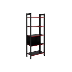 Estante Livreiro De Escritório Me4166 C- 5 Prateleiras Preto-vermelho - Tecno Mobili