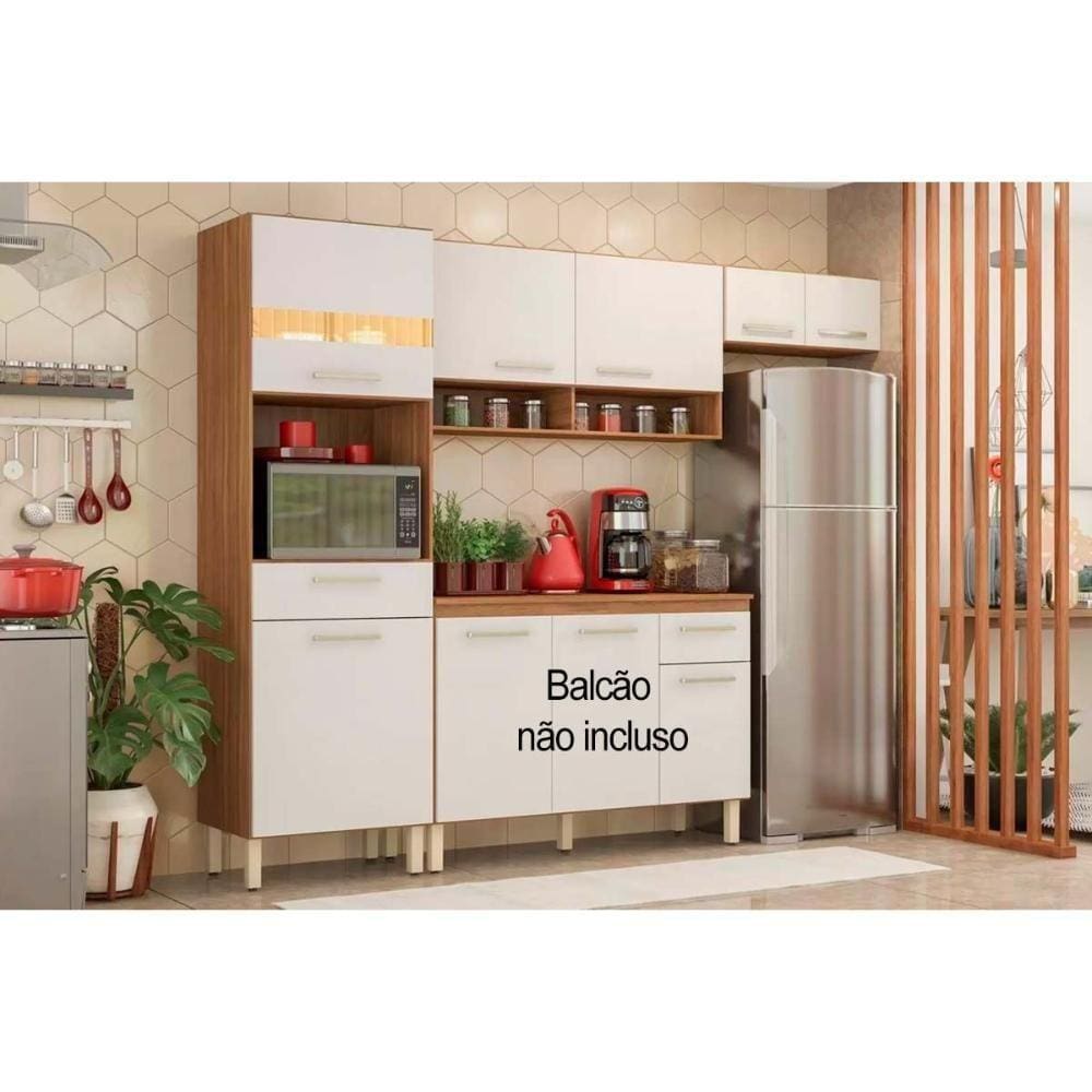 Cozinha Compacta Dama 3 Peças (2 Armários + 1 Paneleiro) Cpt104 Amendola/Branco - Demóbile
