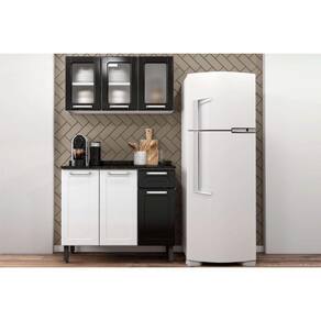 Cozinha Completa Múltipla 2 Peças 1 Aéreo + 1 Balcão Branco preto - Bertolini
