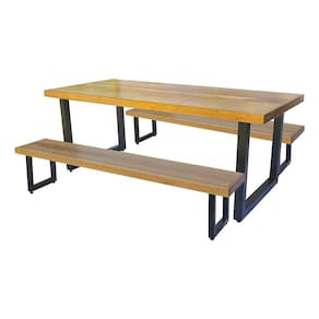 Jogo Mesa E 2 Bancos Industrial Detroit 1,20m Ferragem Preta