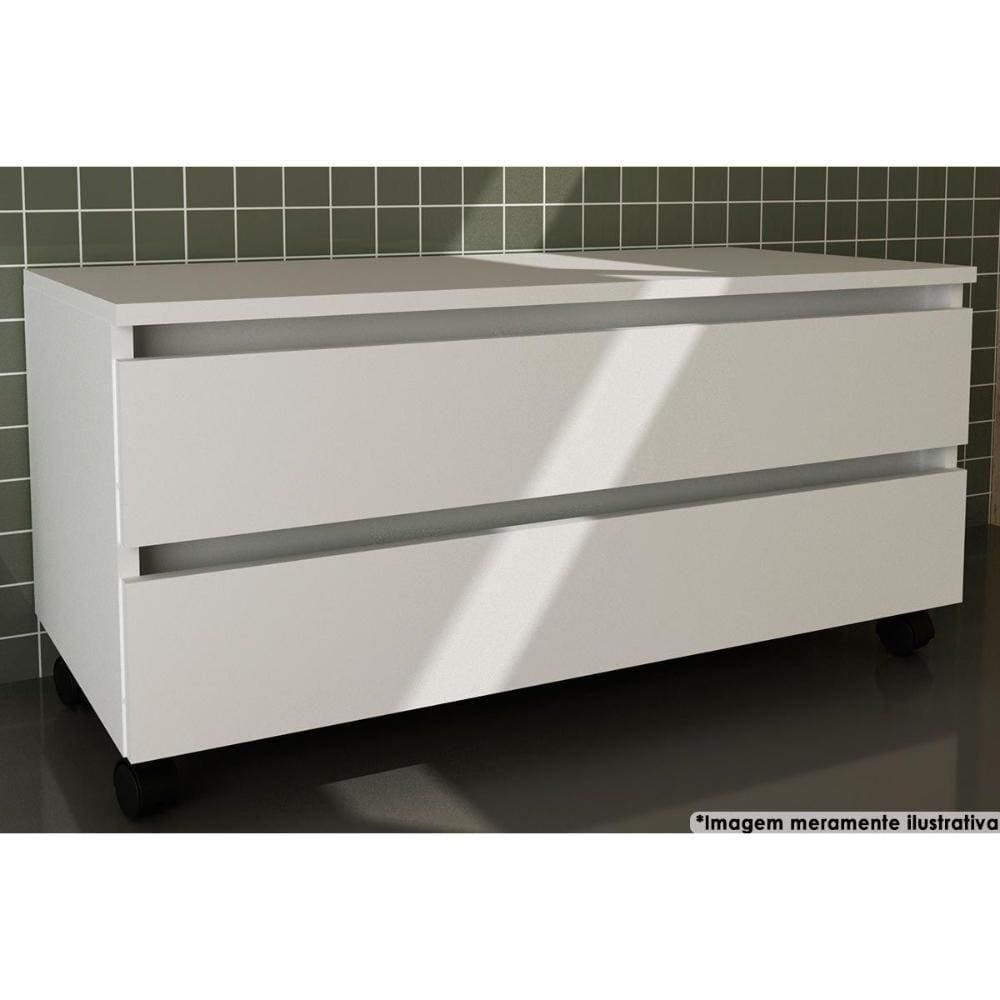 Balcão P- Banheiro Bn3603 2 Gavetas C- Rodízio Cor Branco - Tecno Mobili