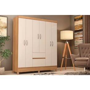 Guarda Roupa Solteiro 6 Portas E 2 Gavetas Flash Ii Amêndola off White