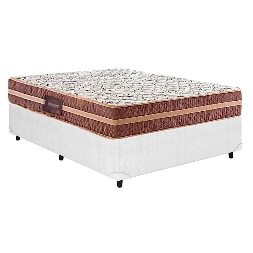 Conjunto Box Casal: Colchão Anatômico Herval D28/ag65 Bermont + Base Crc Courano White(138x188)
