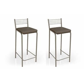 Banqueta Sala De Jantar Gênova 2b705nk Kit 2 Un Niquel-marrom 21 - Kappesberg