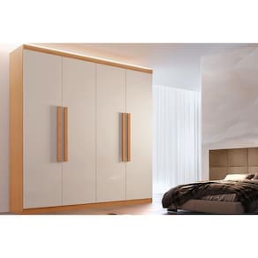 Guarda Roupa Solteiro 4 Portas E 3 Gavetas Império Naturale-off White - Rufato