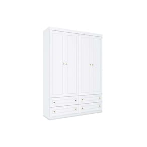 Guarda Roupa Solteiro 4 Portas E 4 Gavetas Americano Branco - Henn