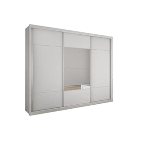 Guarda Roupa Casal 3 Portas De Correr E 4 Gavetas C- Espelho Arezzo Plus Branco - Novo Horizonte