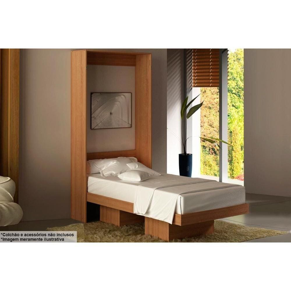 Cama Solteiro Multifuncional Articulada Dobrável Cm8015 Amêndoa - Tecno Mobili