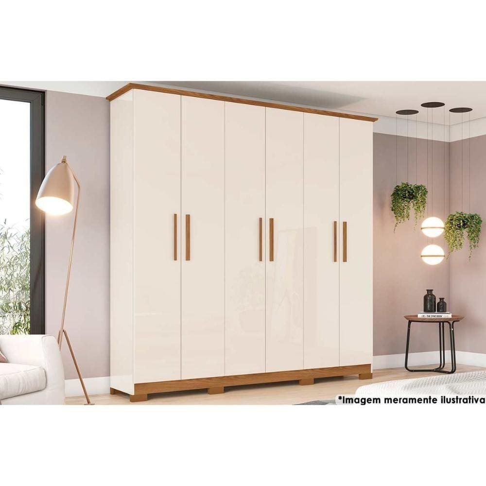 Guarda Roupa Casal 6 Portas E 3 Gavetas C- Pés Cover Off White-nature - Henn