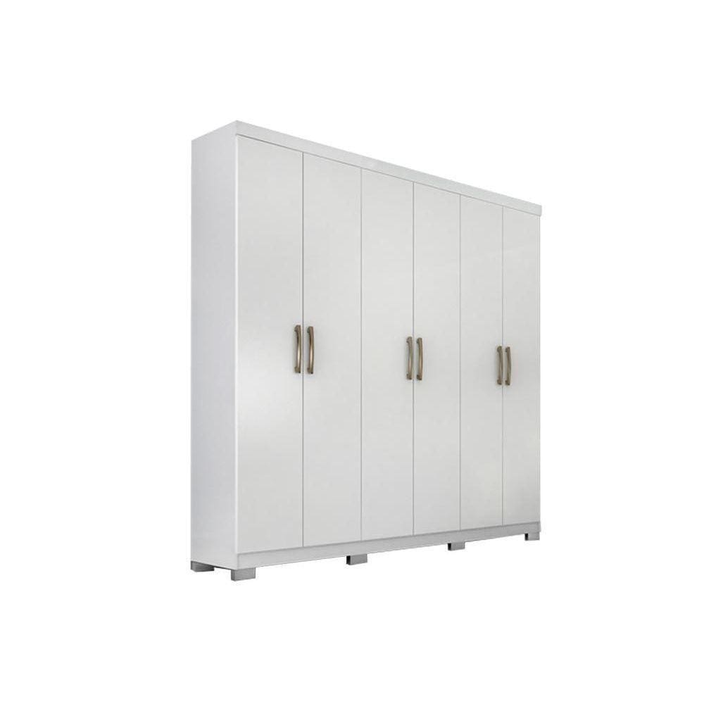 Guarda Roupa Casal 6 Portas E 3 Gavetas Clara Branco