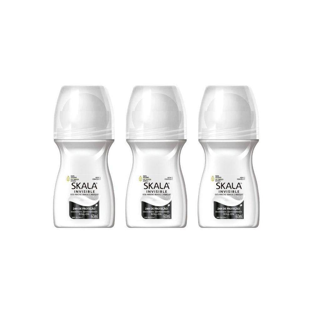 Desodorante Roll-On Skala 60Ml Invisible-Kit C/3Un