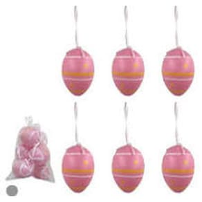 Enfeite Pascoa Ovo C/6 Und  Rosa Amarelo  8Cm  9001002