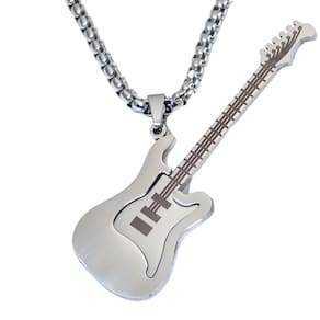 Colar Corrente Cordão Pingente Guitarra Stratocaster Aço 316