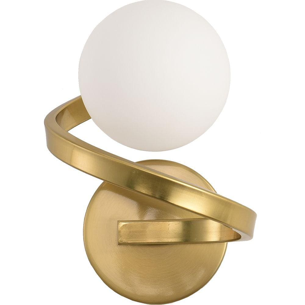 Arandela Fit 19X22cm Dourado E Bola Vidro Branco Leitoso