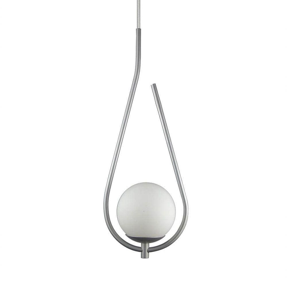Lustre Pendente On Drop - Prata Com Globo De Vidro Branco