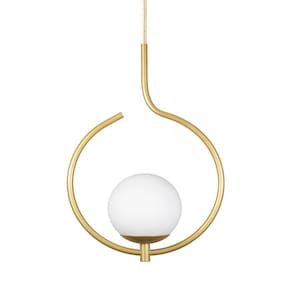 Pendente Lustre On Loop Dourado Com Globo De Vidro Branco