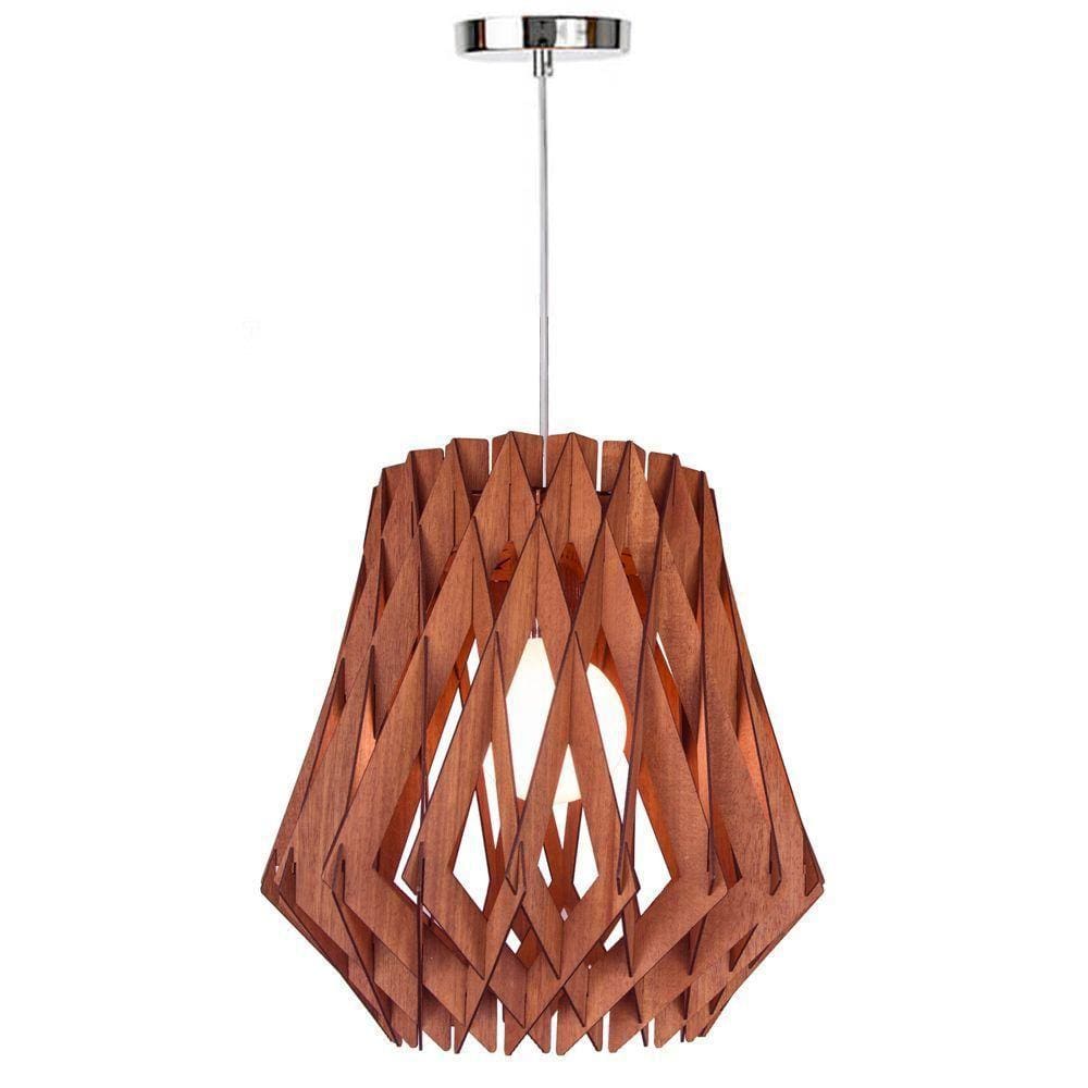 Lustre Pendente Em Madeira Favo - Jequitiba