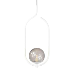 Lustre Pendente On Clip - Branco Com Globo De Vidro Fumê