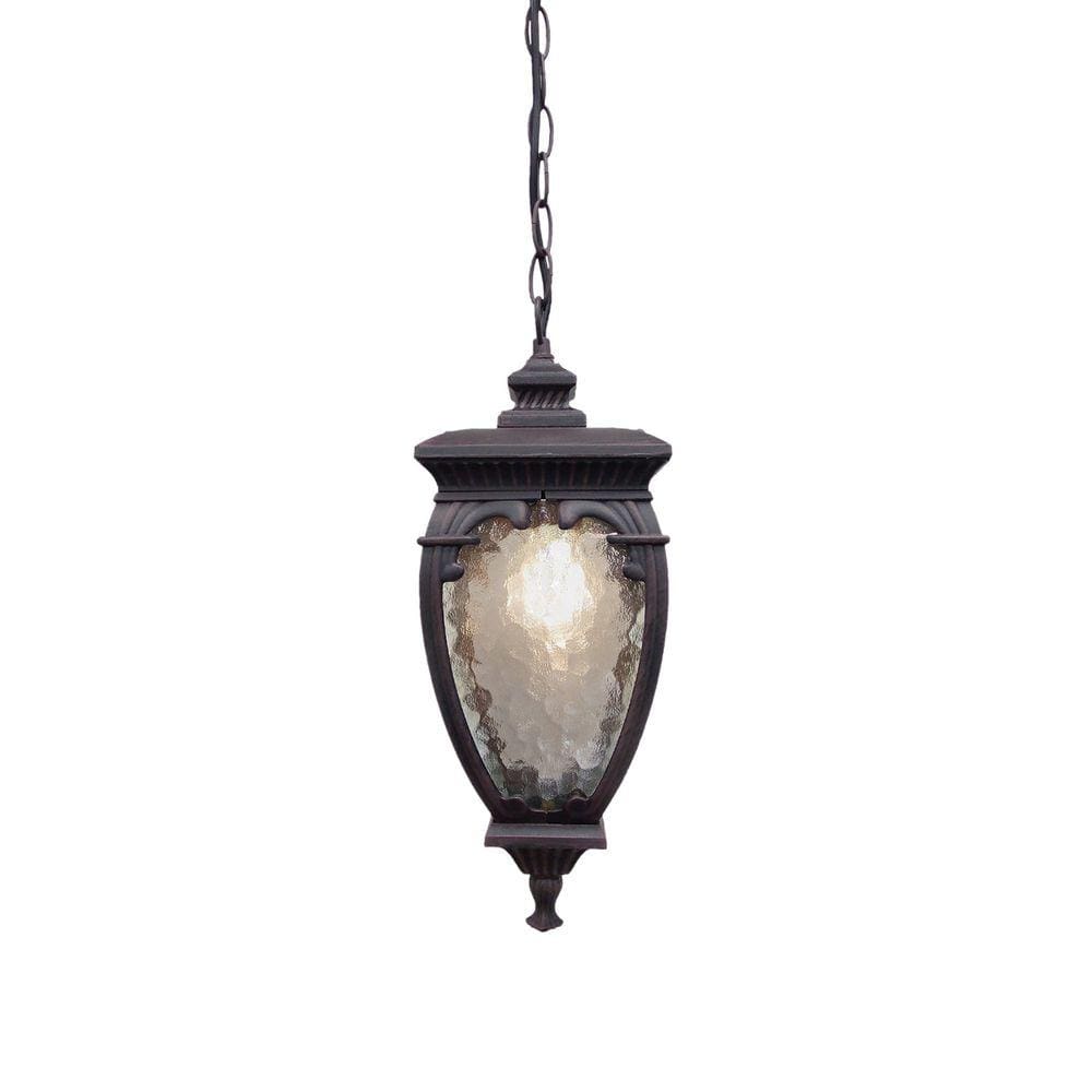 Pendente Colonial Vidro Artico Bronze Envelhecido 42cm 1E27