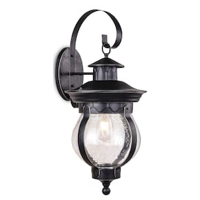 Arandela Colonial Vidro Pontilhado Preto e Dourado 40cm 1E27