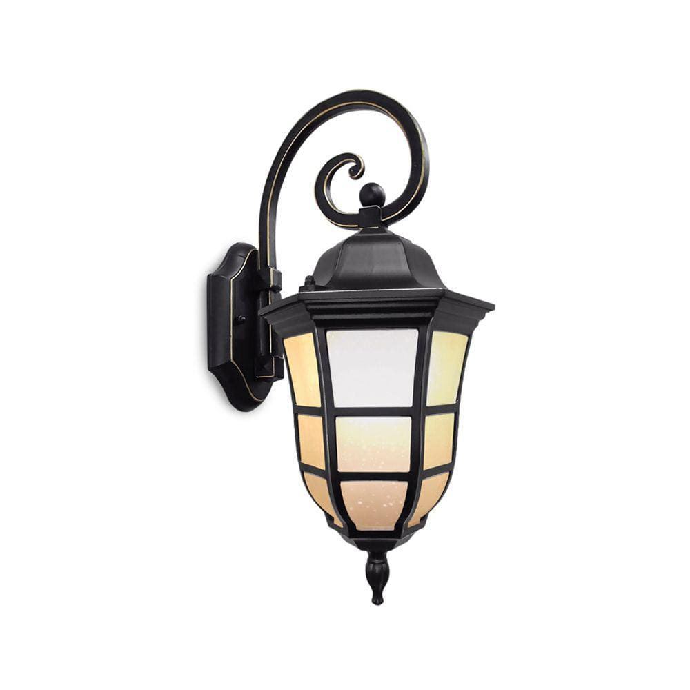 Arandela Colonial Vidro Fosco Preto e Dourado 46cm 1E27