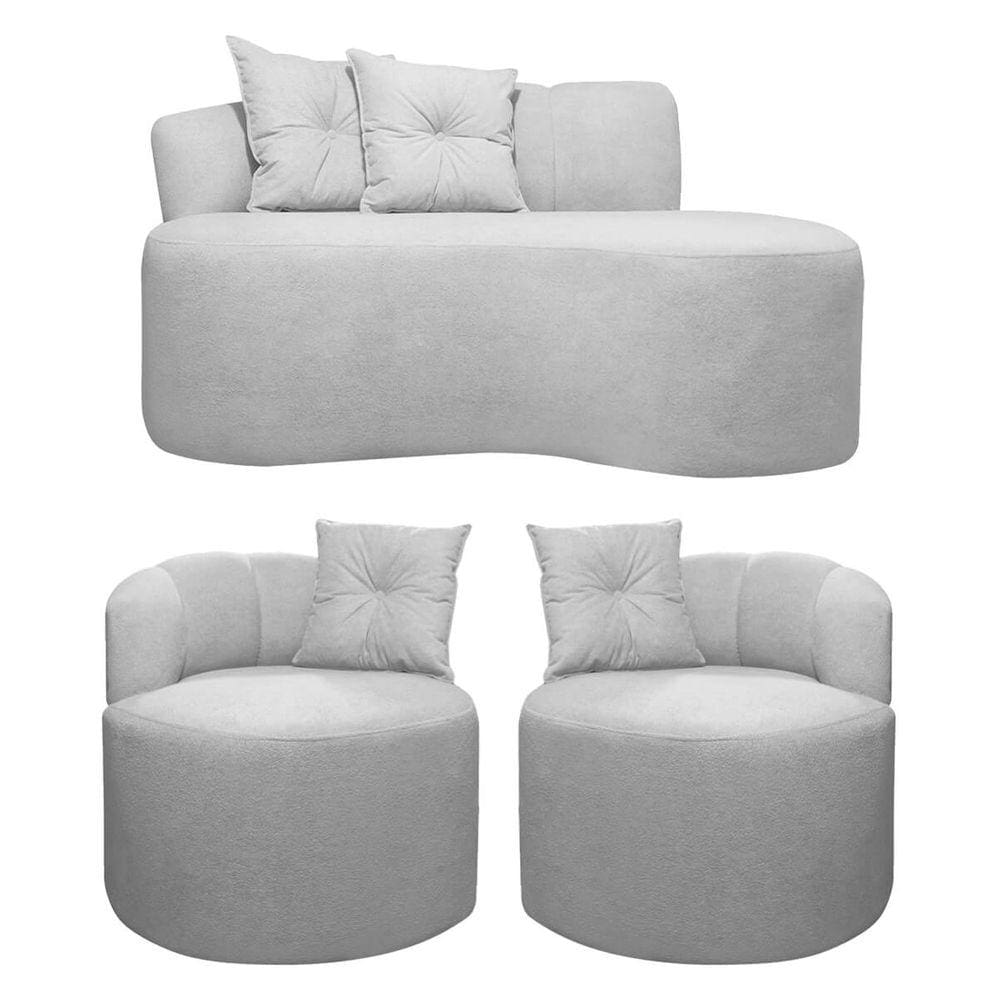 Sofá Namoradeira 2 Lugares Plaza Conceito Orgânico 145cm Bouclê Cinza SOFA STORE