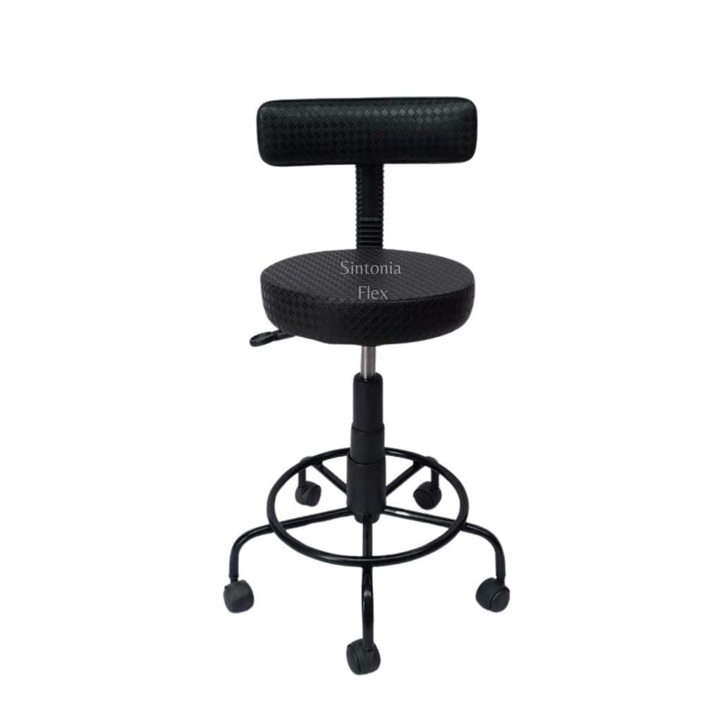 Cad. mocho podologo estética c/ regulagem de altura a gás tatuador manicure-base e apoio de pés corano quadriculado pt