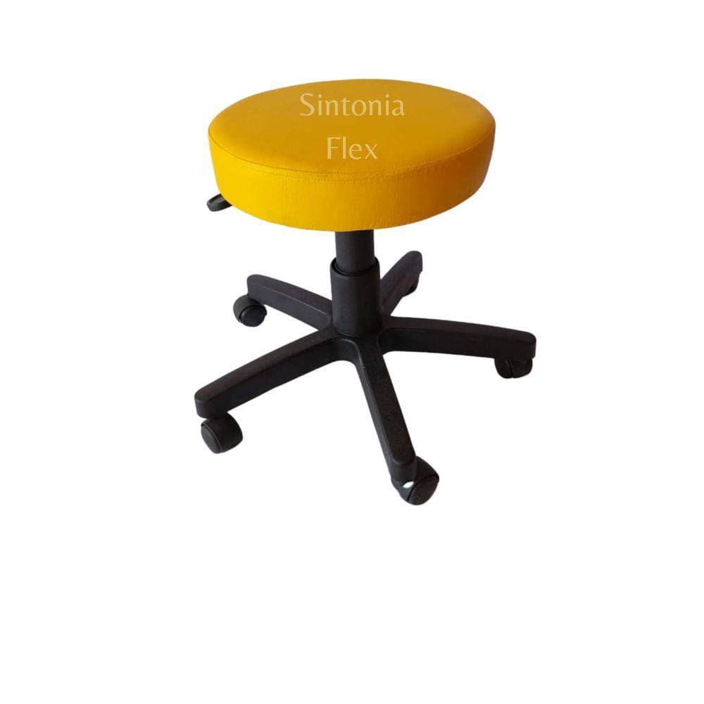 Cadeira Mocho sem encosto com regulagem de altura com rodízio corano amarelo