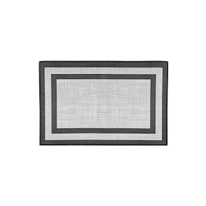 Tapete de Cozinha Retangular Pequeno Preto Cinza PVC 60cm