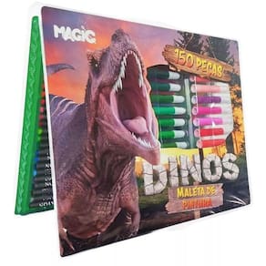 Maleta Estojo Dinossauro Completo 150 Pçs Escolar Infantil