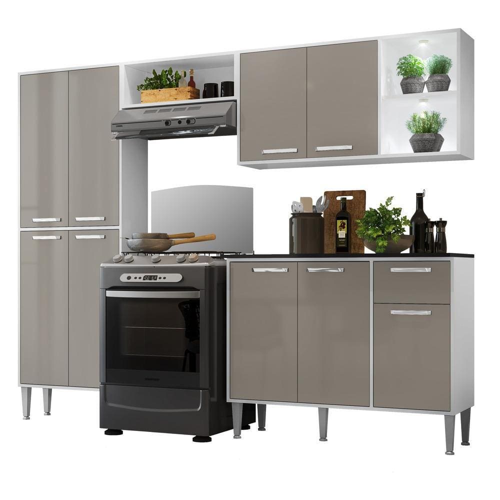 Armário de Cozinha Compacta c/ 2 Leds 4 pçs Xangai Multimóveis V3414