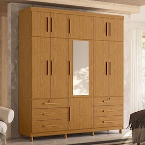 Guarda-roupa Casal com Espelho 11 Portas 6 Gavetas Triton Plus Cinamomo