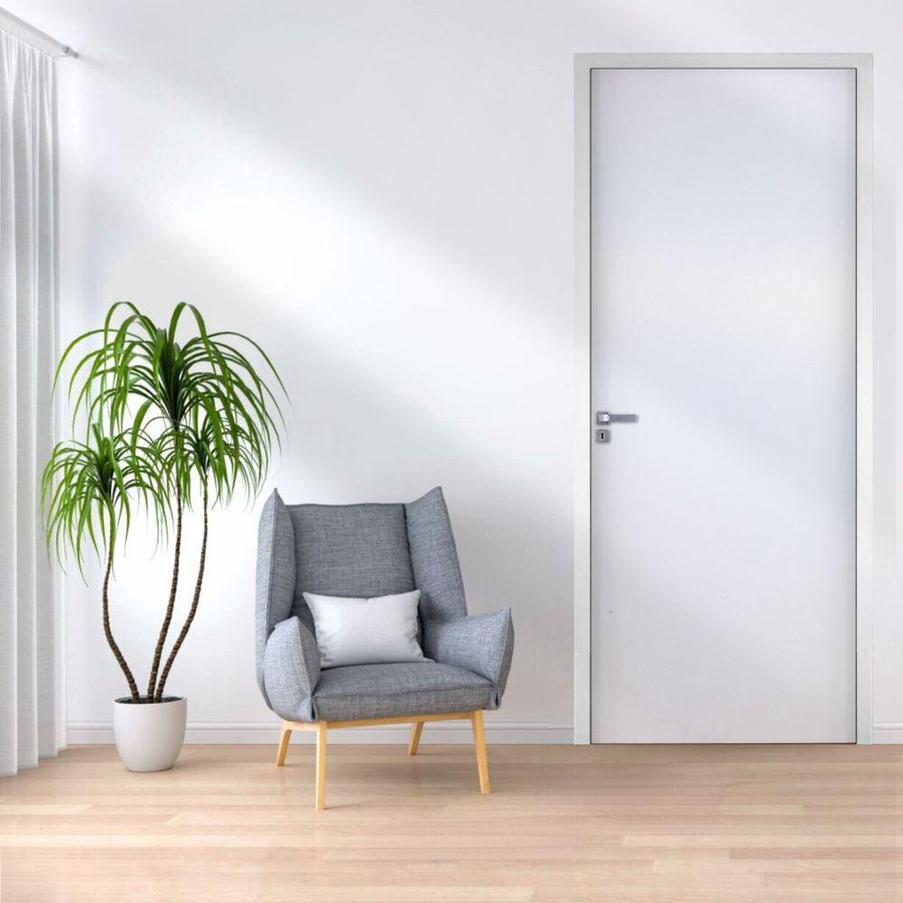 Kit Porta de Madeira 210x72cm Batente 7,5cm Lisa Primer Uniportas Branco
